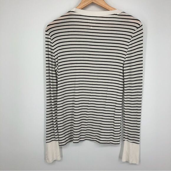 Gap Shirt Womens Small‎ Long Sleeve Cozy Rib Knit Striped Black White - Picture 6 of 7